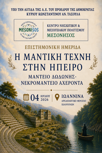 ΕΠΙΣΤΗΜΟΝΙΚΗ ΗΜΕΡΙΔΑ ΣΤΑ ΙΩΑΝΝΙΝΑ  ΜΕ ΤΙΤΛΟ    «Η ΜΑΝΤΙΚΗ ΤΕΧΝΗ ΣΤΗΝ ΉΠΕΙΡΟ: ΜΑΝΤΕΙΟ ΔΩΔΩΝΗΣ ΚΑΙ  ΝΕΚΡΟΜΑΝΤΕΙΟ ΑΧΕΡΟΝΤΑ»